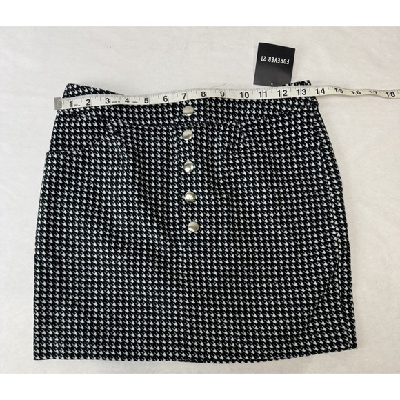 Twee Forever 21 Houndstooth Mini Skirt Black White Preppy Y2K Career Size XS - Picture 2 of 6